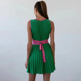 Mini-robe plissée en maille Fleur